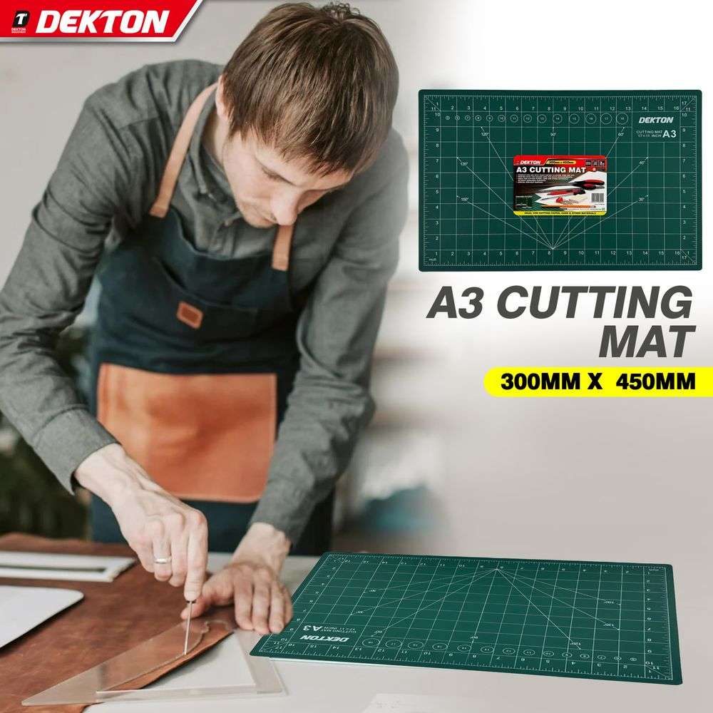 Dekton A3 Cutting Mat Green 300mm x 450mm DT60154 | Special Non Slip Surface | 1cm Square Grid | 3mm Thick