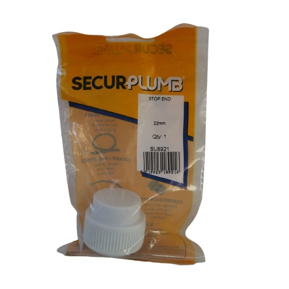 SecurPlumb Stop End White 22mm Pack of 1 SU8921 | Compression Fitting | Durable Plumbing End Cap | Easy to Install