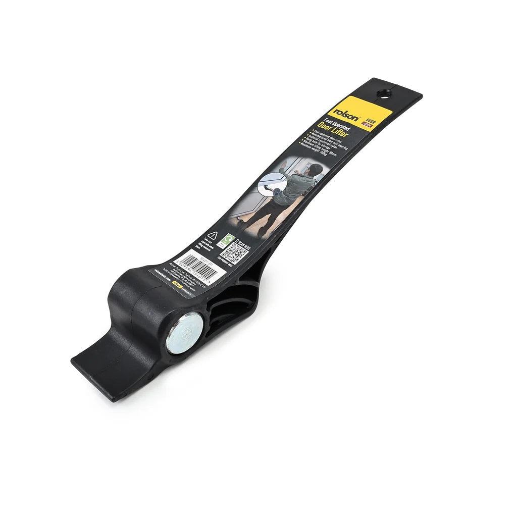 Rolson Foot Operated Door Lifter Black 55401 | Manufactured from Non-Marring Material Reinforced Nylon | Hang Hole for Storage | Maximum Lifting Height 38mm | Maximum Weight 100Kg