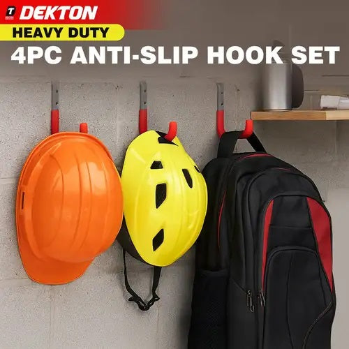 Dekton Anti Slip Wall Hook Set Red and Grey 120mm x 85mm x 12mm Pack of 4 DT70585