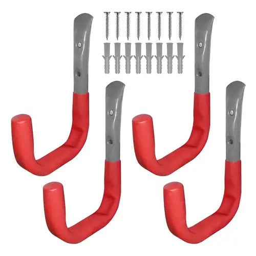 Dekton Anti Slip Wall Hook Set Red and Grey 120mm x 85mm x 12mm Pack of 4 DT70585