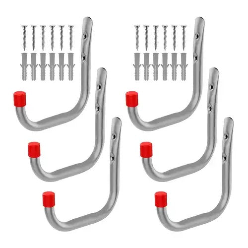 Dekton General Purpose Heavy Duty Hook Set Chrome 120mm x 80mm x 12mm 6-Piece DT70583