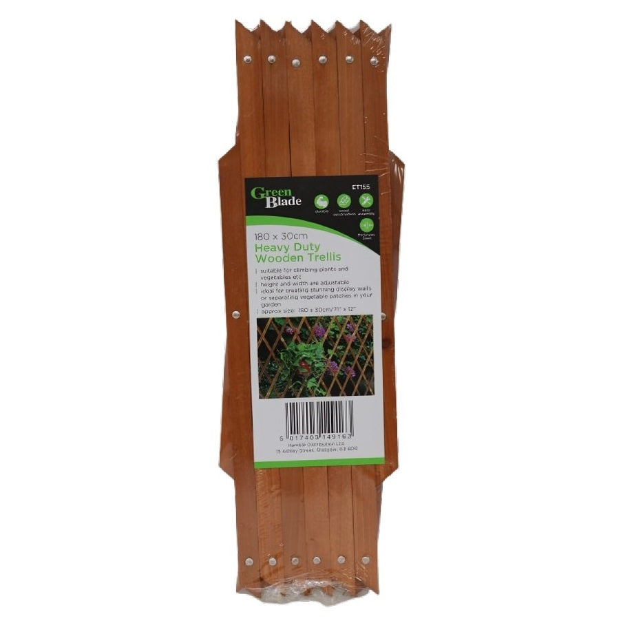 Green Blade Heavy Duty Wooden Trellis Brown 180cm x 30cm ET155 | Durable | Wood Construction | Easy Assembly | Thickness 5mm