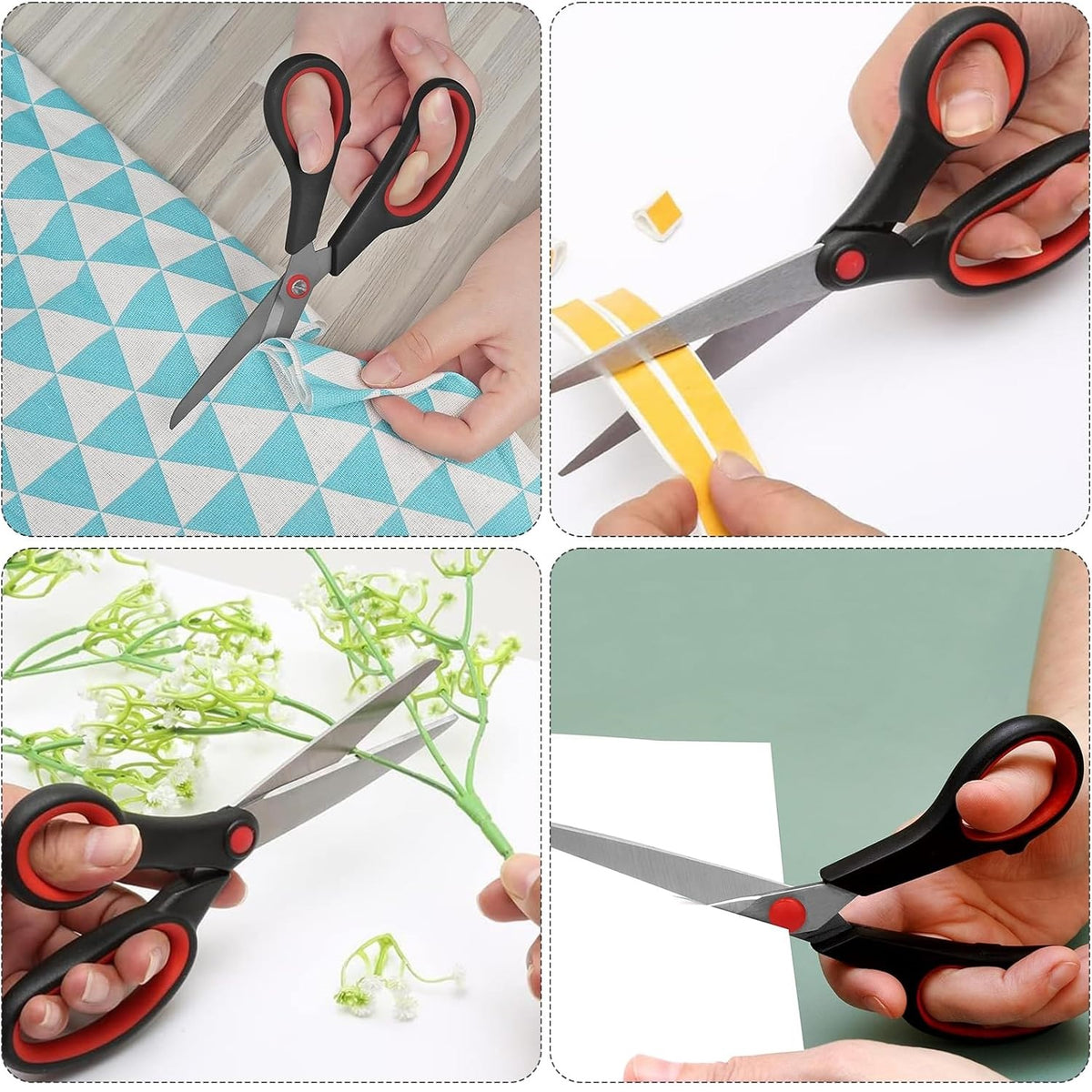 DID Scissors Black and Red Pack of 3 HH2672 | Includes 2 x 5.5-Inch Scissors and 1 x 7.5-Inch Scissors | Stainless Steel Blades | With Plastic Grip Handles | Multi-Purpose for Home-Office and School