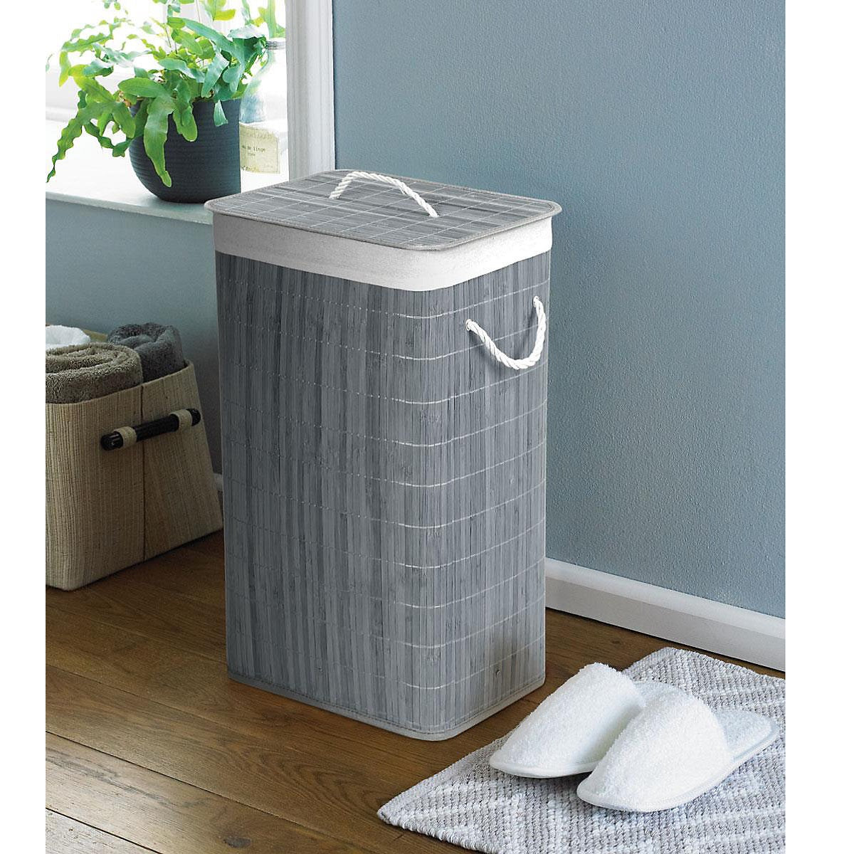 Country Club Bamboo Laundry Basket Grey 40cm x 30cm x 60cm LAU192210