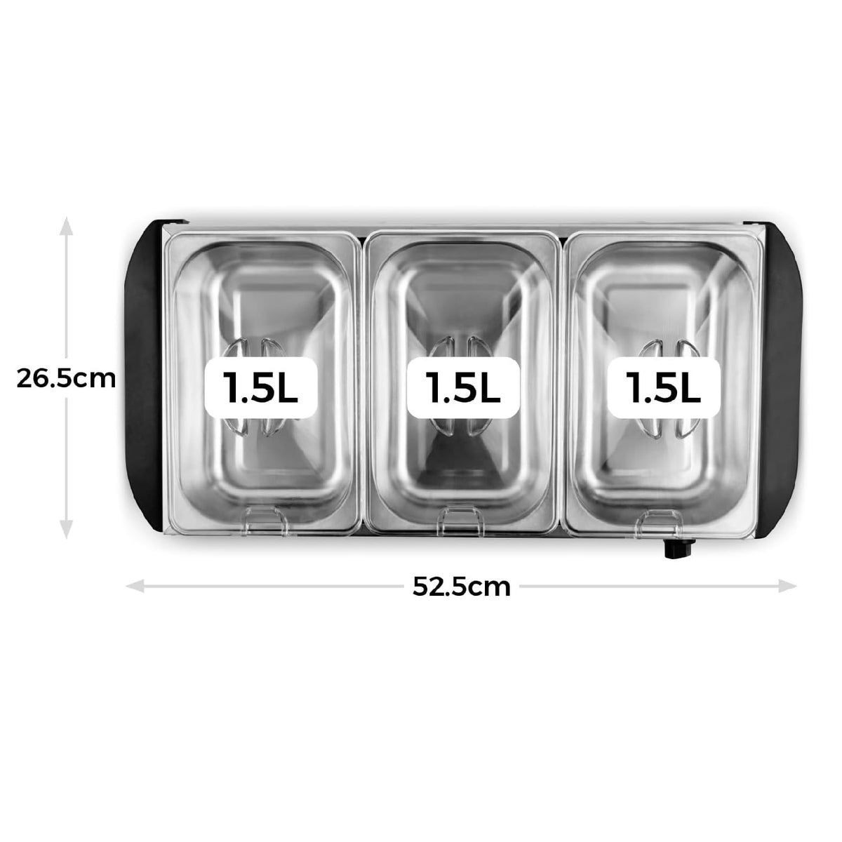 Tower 3 Tray Buffet Server and Plate Warmer Silver H14.5cm x W52.5cm x D26.5cm 4.5Ltr T16150 | 3 Removable Serving Trays | Adjustable Heat Control - Suitable for All Cuisines | Plate Warming Function - Keeps Food Hotter for Longer