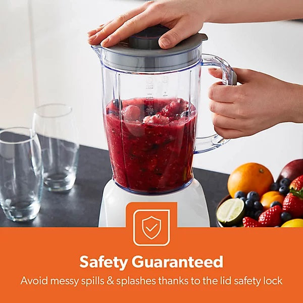 Geepas 2-in-1 Jug Blender and Grinder White 1.8Ltr GSB44109UK-WT | 3 Speed Control with Pulse Function | Stainless Steel Blades