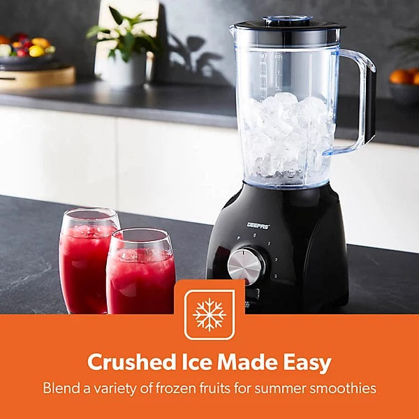 Geepas 2-in-1 Jug Blender and Grinder Black 1.8Ltr GSB44109UK-BK | 3 Speed Control with Pulse Function | Stainless Steel Blades