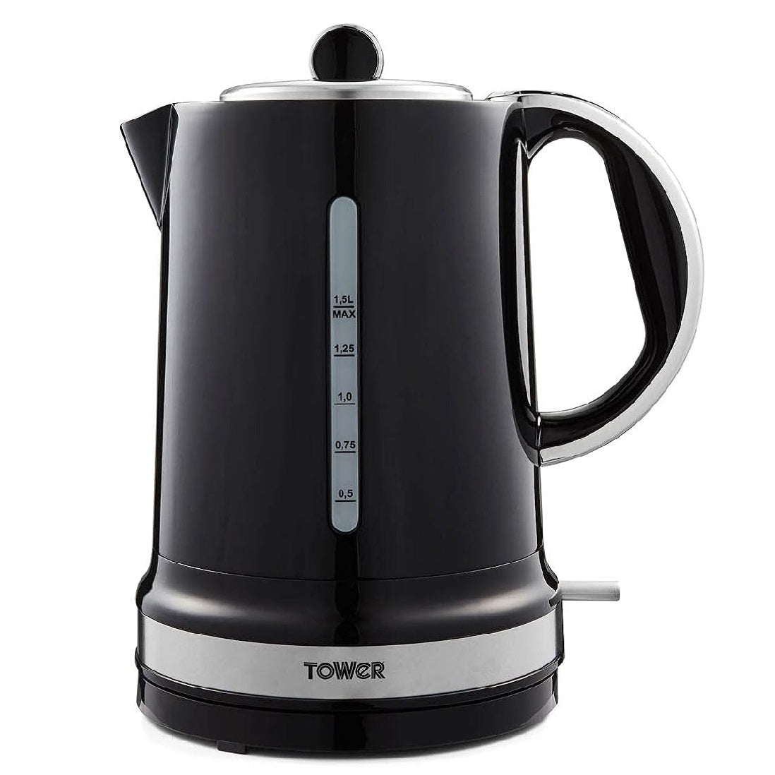 Tower Tower Belle Rapid Boil Kettle Noir 1.5Ltr T10049NOR | 3KW Rapid Boil Technology - Boils 1 Cup in Under 60 Seconds | Perfect Pour Spout | 360 Degree Swivel Base | Fast Boil 1 Cup in under 60 Secs