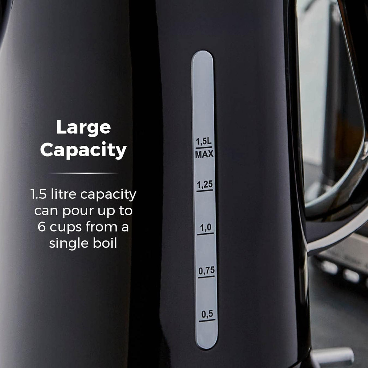 Tower Tower Belle Rapid Boil Kettle Noir 1.5Ltr T10049NOR | 3KW Rapid Boil Technology - Boils 1 Cup in Under 60 Seconds | Perfect Pour Spout | 360 Degree Swivel Base | Fast Boil 1 Cup in under 60 Secs