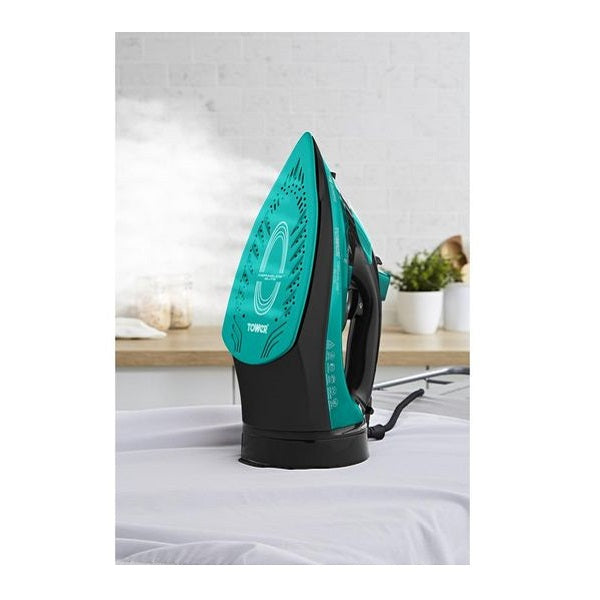 Tower Ceraglide 2-in-1 Cord-Cordless Steam Iron Teal 2800W T22022TL | 200g Powerful Steam Boost | Anti-Calc and Self-Clean Function | Vertical Steam and Spray Function | Orbit 360 Degree Easy Dock | 2.5 Mtr Extra-Long Power Cord | Two Irons in One - Use