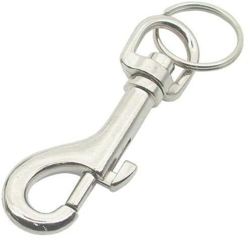 Ashley Housewares Key Ring with Clip Large Chrome KR102 | Heavy Duty Construction | Easy Snap-On Clip | For Keys-Bags and Accessories