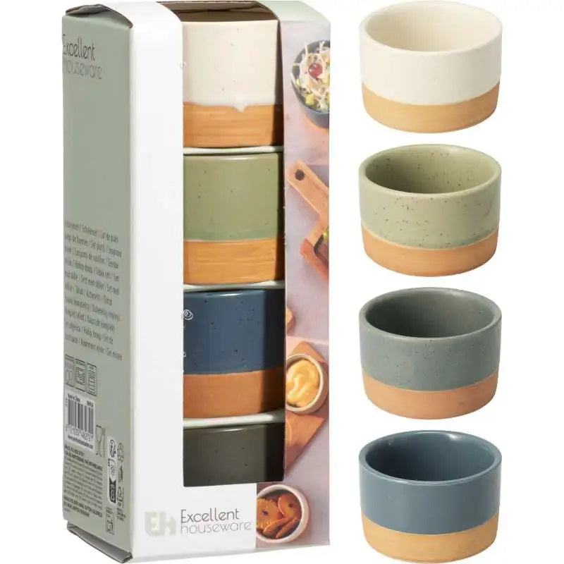 Excellent Houseware Stoneware Bowl Set Assorted Colours Set of 4 210001070