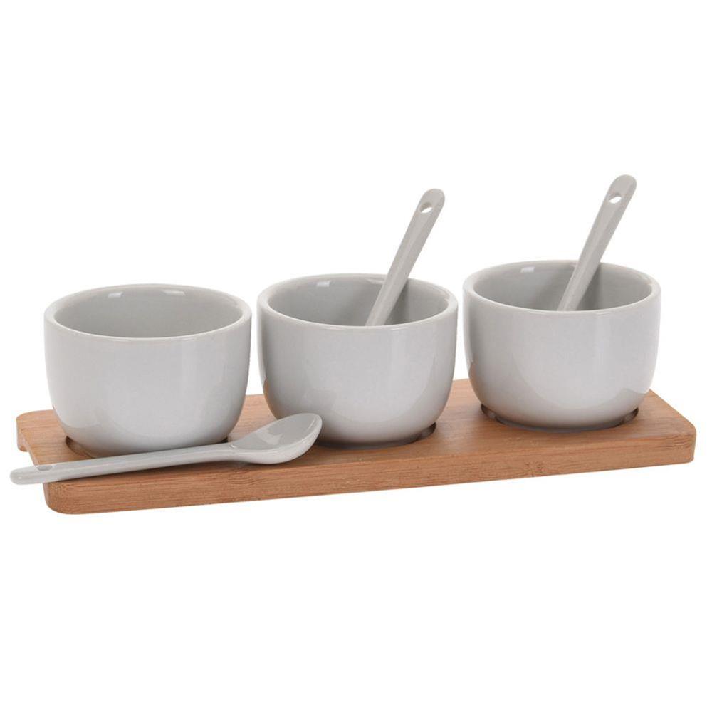 Excellent Houseware Serving Set of Sauce Bowls and Spoons White 7-Piece 795880010