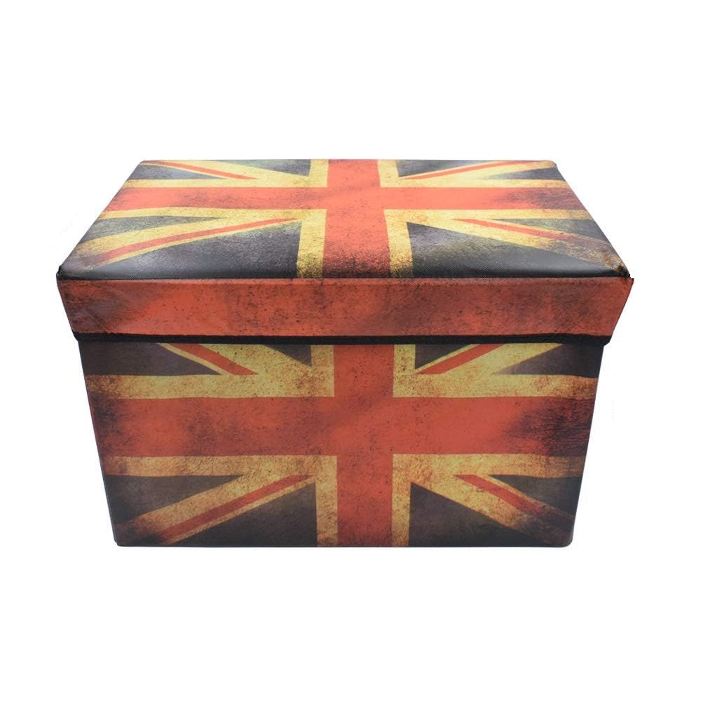 Union Jack Print Storage Stool Multicolour 30cm x 30cm x 30cm AH052