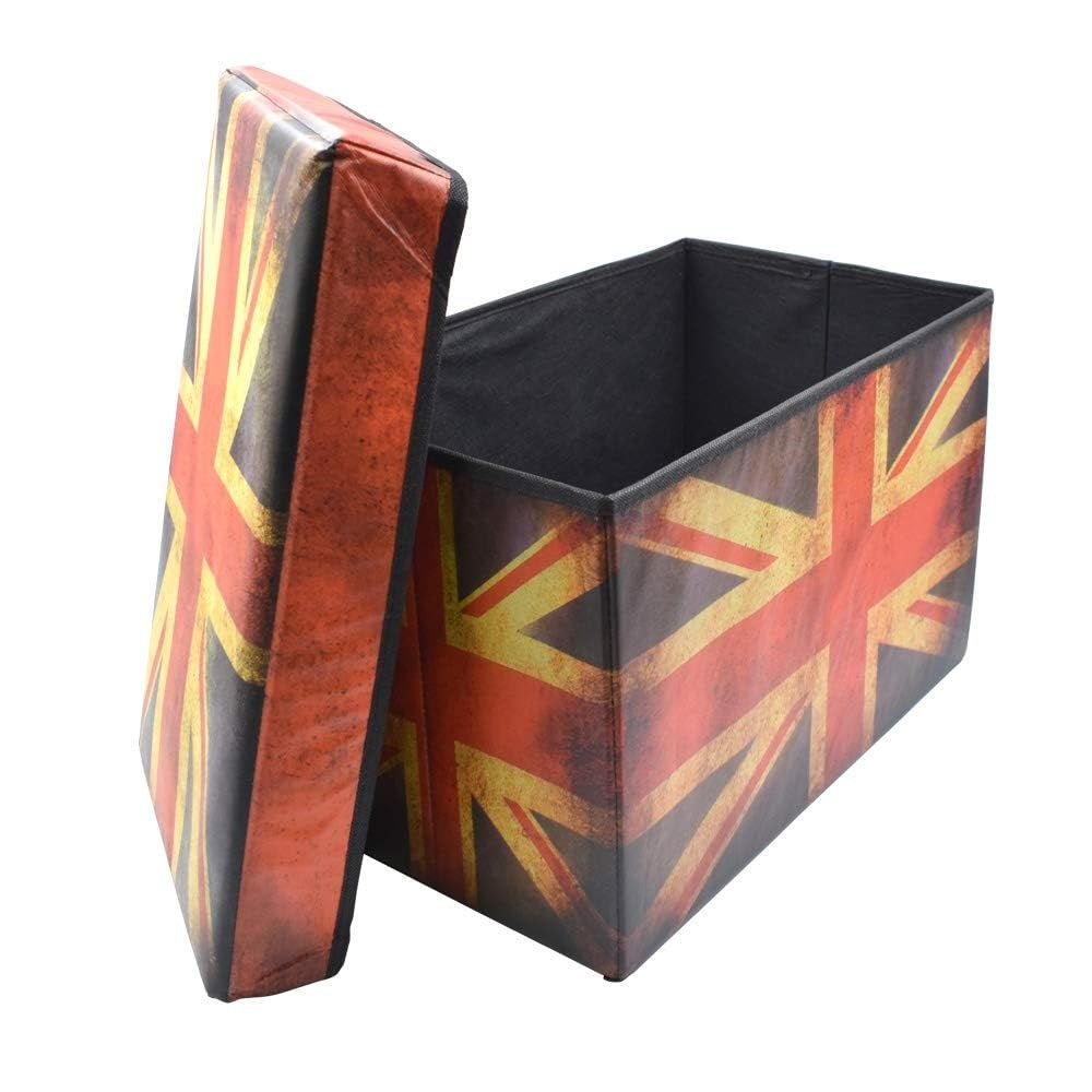 Union Jack Print Storage Stool Multicolour 30cm x 30cm x 30cm AH052
