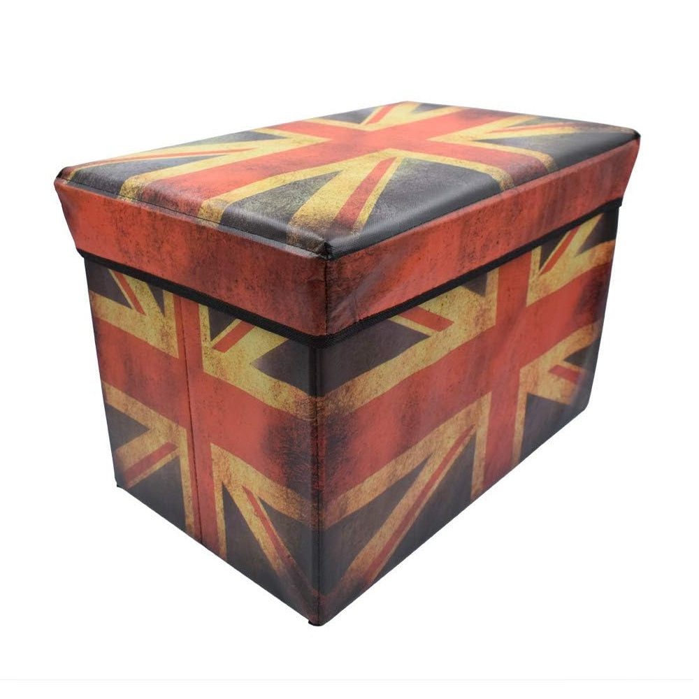 Union Jack Print Storage Stool Multicolour 30cm x 30cm x 30cm AH052