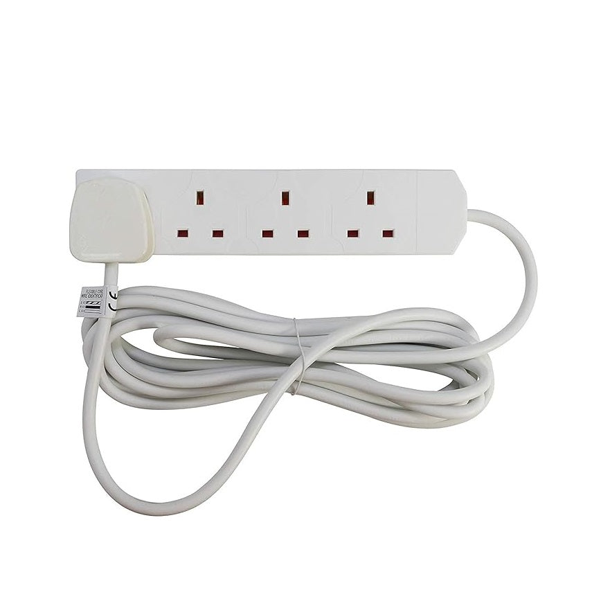 Daewoo 4 Way Extension Lead White 5Mtr EXT1029 | 13A Fused Power | Strip with 4 UK Plug Sockets | Long Cable Extension | For Home-Office-Electronics and Appliances