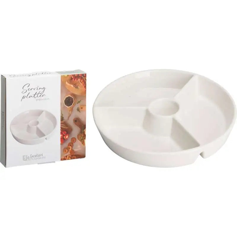 Excellent Houseware Round Porcelain Serving Platter White 18.8cm x 3.5cm 795880730