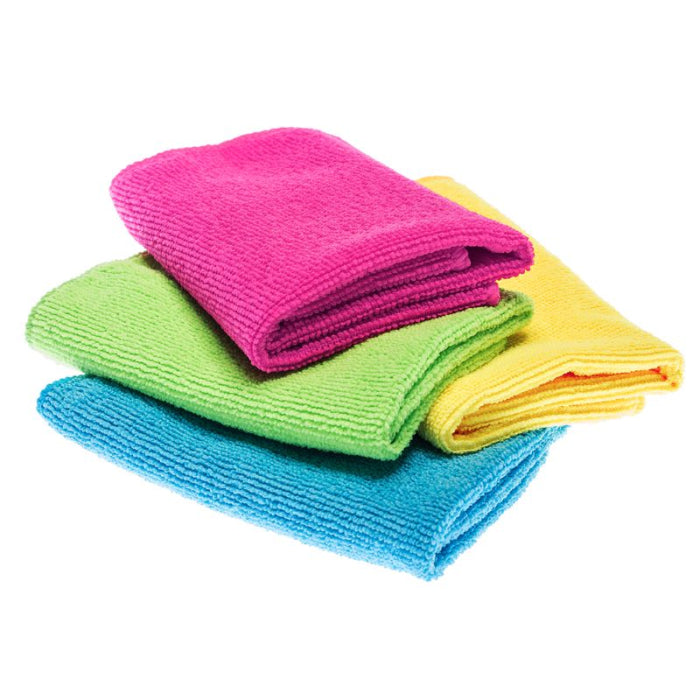 Newmark Microfibre Cleaning Towels Assorted Colours 32cm x 32cm Pack of 4 NW6078 | Multi-Purpose Cloths | For Household-Kitchen-Car-Office and Commercial Use | Excellent for Tapping Dust | Ideal for Most applications