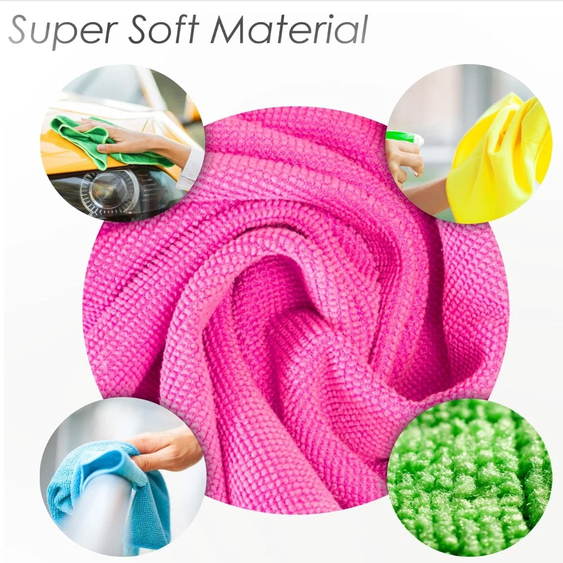 Newmark Microfibre Cleaning Towels Assorted Colours 32cm x 32cm Pack of 4 NW6078 | Multi-Purpose Cloths | For Household-Kitchen-Car-Office and Commercial Use | Excellent for Tapping Dust | Ideal for Most applications