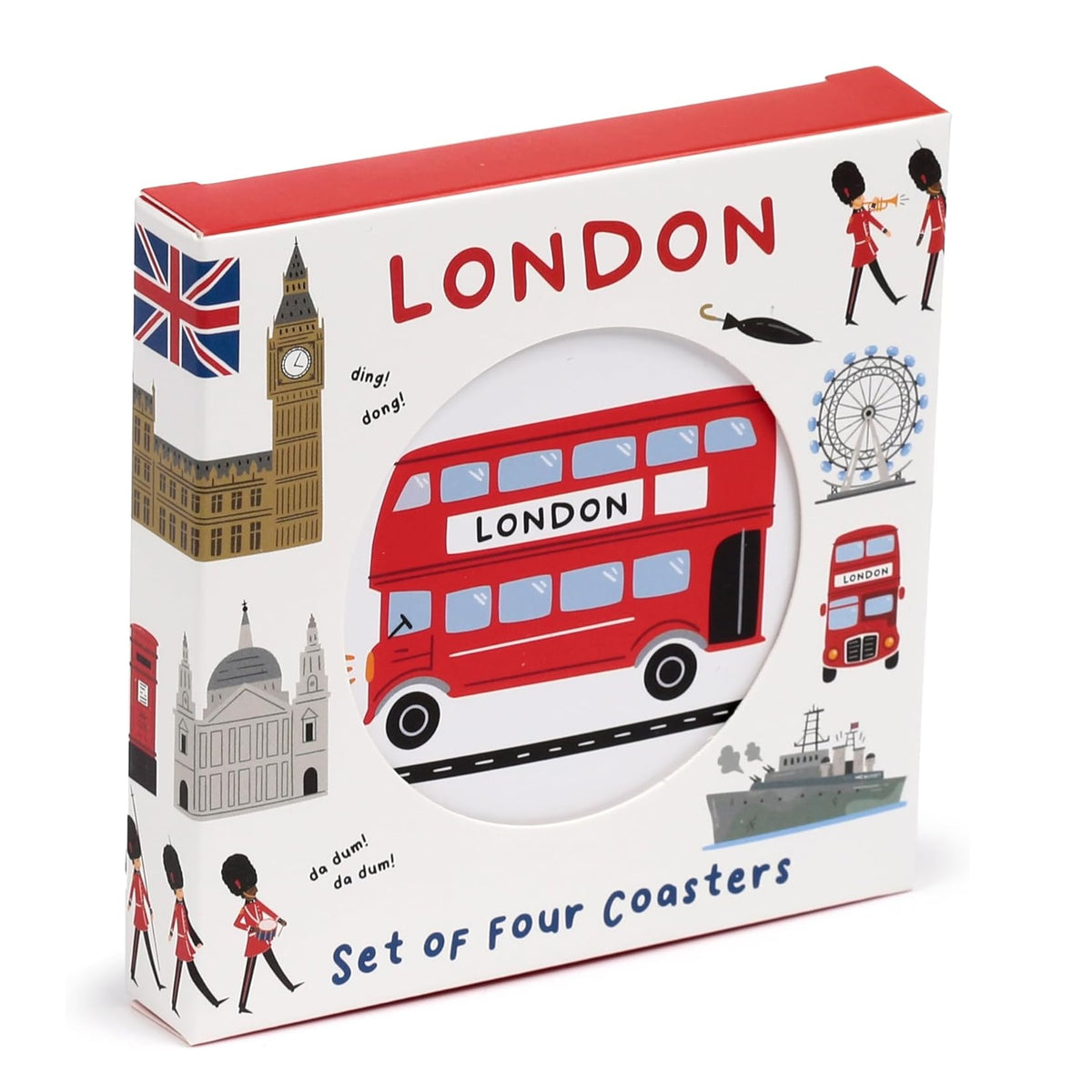 Puckator London Souvenir Cork Coasters Multicoloured Pack of 4 KP82 | Assorted Design | British Souvenir Gift | Drinks Coasters for Home-Kitchen and Office