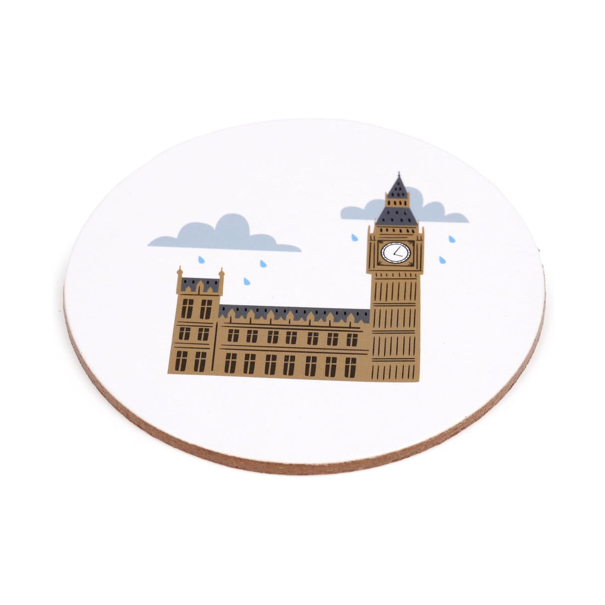 Puckator London Souvenir Cork Coasters Multicoloured Pack of 4 KP82 | Assorted Design | British Souvenir Gift | Drinks Coasters for Home-Kitchen and Office
