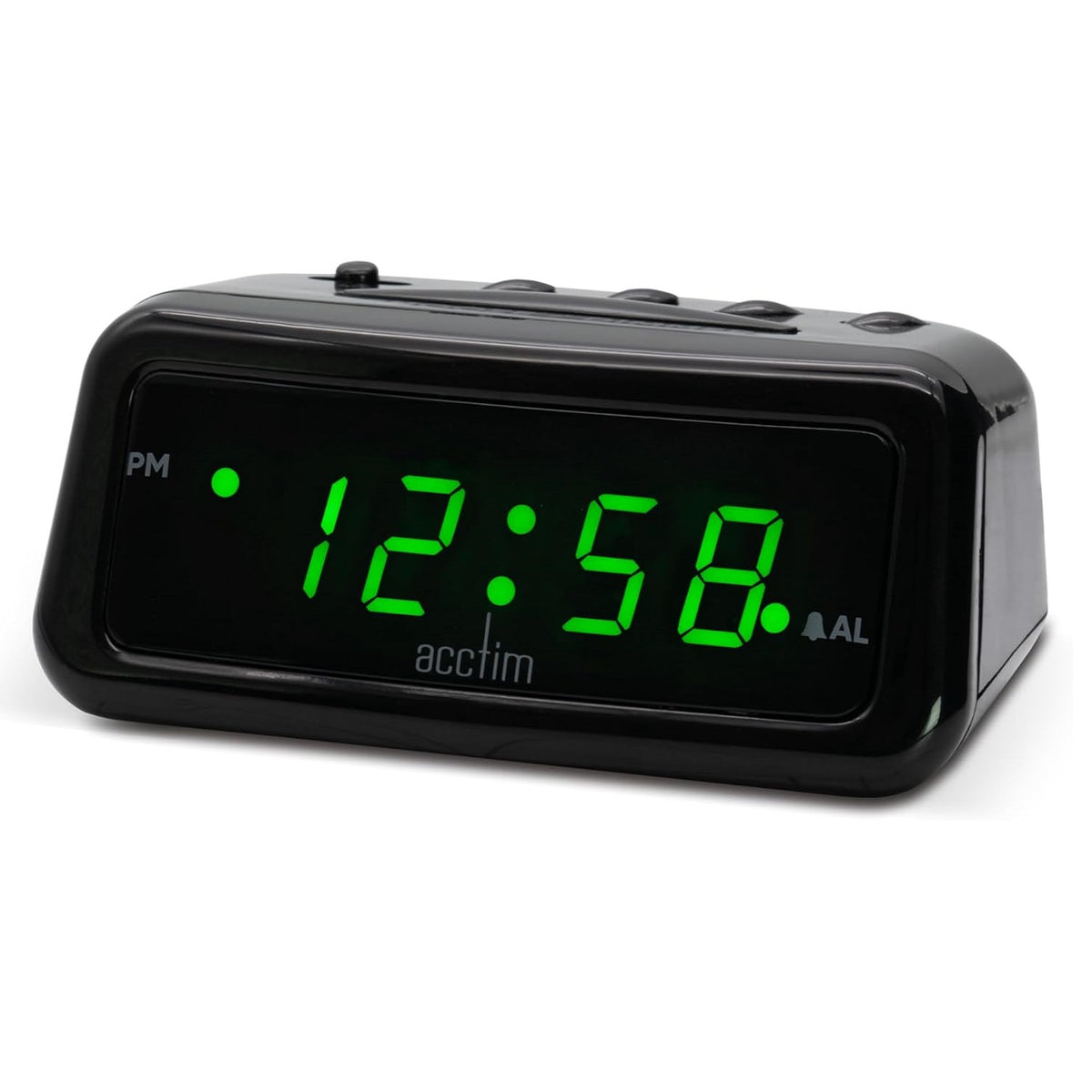 Acctim Cory Green LED Smart Connector Alarm Clock Black 0.6-Inch 16545 | Smart Connector USB-C Charging Hub | Crescendo Alarm with Snooze | Hi-Lo Dimmer | Large Snooze Button | Adjustable Alarm Volume | Smart Connector Charge Portable Devices by USB-C