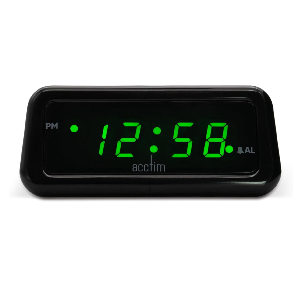 Acctim Cory Green LED Smart Connector Alarm Clock Black 0.6-Inch 16545 | Smart Connector USB-C Charging Hub | Crescendo Alarm with Snooze | Hi-Lo Dimmer | Large Snooze Button | Adjustable Alarm Volume | Smart Connector Charge Portable Devices by USB-C