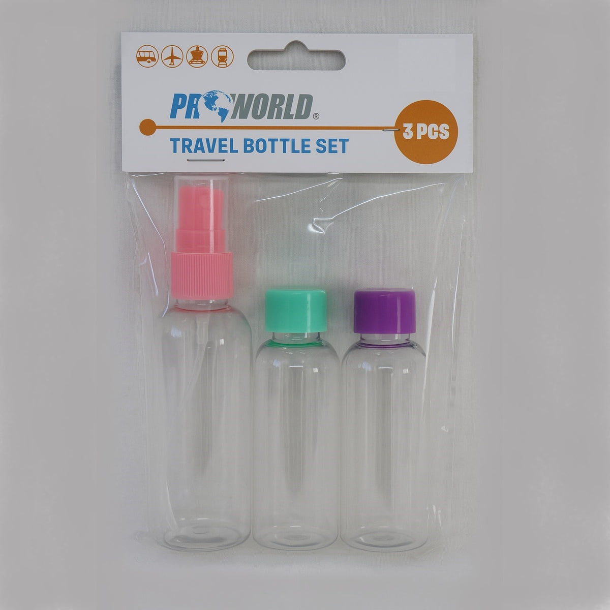 Proworld Travel Bottle Set Clear Assorted Sizes 3-Piece 170494480