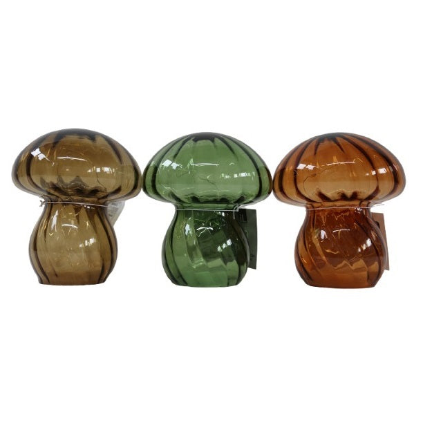 SiL Autumn Mushroom Decoration LED Light Assorted Colours 14cm x 14cm x 17cm  Pack of 1 330g OR8366 | Retro Glass Lamp | Battery Powered Decorative LED | For Home-Bedroom and Living Room
