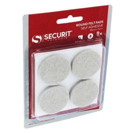 Securit Self Adhesive Round Felt Pads Beige 38mm x 5mm Pack of 8 S5403 | Furniture Floor Protector Pads | Prevents Scratches and Reduces Noise | For Chairs-Tables and Home Surfaces
