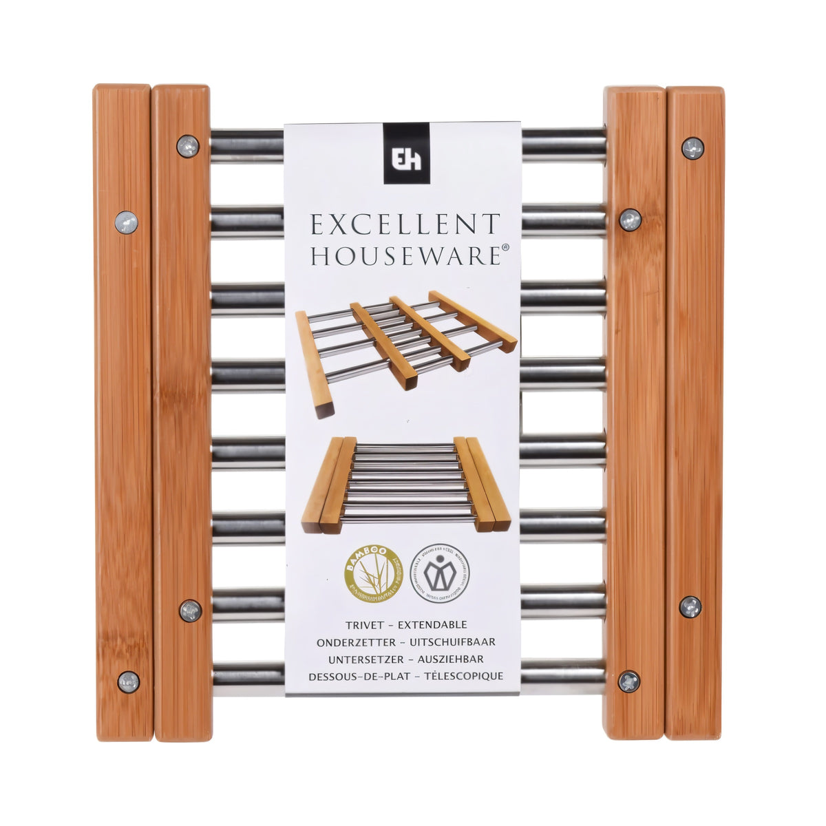 Excellent Houseware Extendable Trivet Silver and Brown 21.5cm x 22cm 101003870