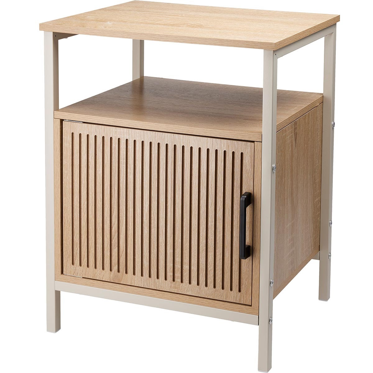 Trends 4 You Wooden Cabinet with Door Brown 43cm x 33cm x 55cm NB1510620 | With Open Shelf and Metal Frame | For Living Room-Bedroom or Office