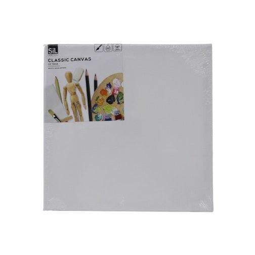 SiL Classic Canvas White 30cm x 30cm x 1.5cm AR0036A | Cotton Canvas for Painting | Suitable for Oil and Acrylic Paints | Acid Free | 100 Percent Cotton