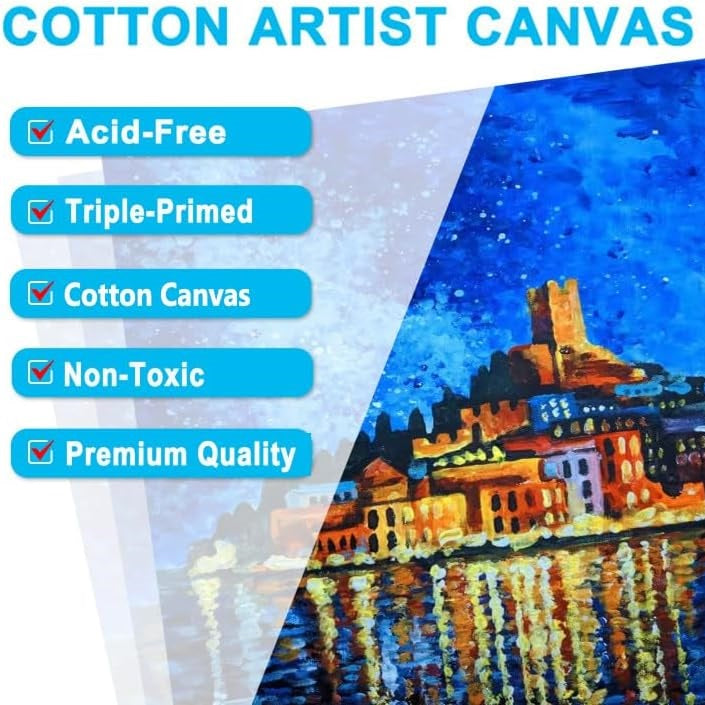 SiL Classic Canvas White 30cm x 30cm x 1.5cm AR0036A | Cotton Canvas for Painting | Suitable for Oil and Acrylic Paints | Acid Free | 100 Percent Cotton