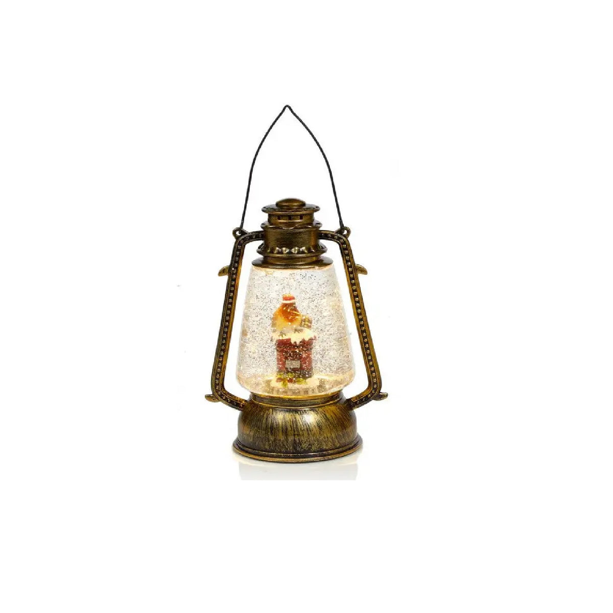 Premier Battery Operated Robin Christmas Glitter Water Spinner Lantern Assorted 24cm Pack of 1 LB201187 | Dual Power Source - Battery or Transformer | Warm White | Indoor Use Only