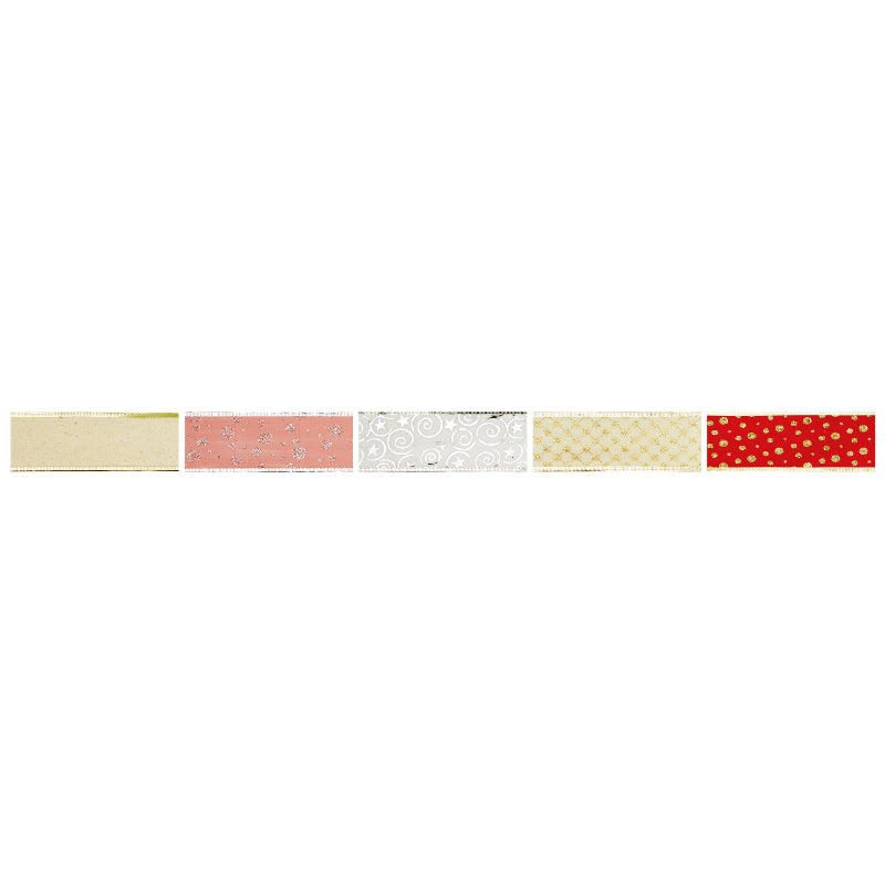Premier Gold-Red-Silver Decorative Wired Ribbon Assorted 6cm x 2.7Mtr Pack of 1 R165921