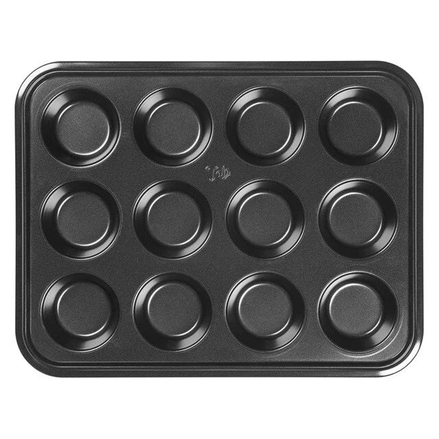 Tala Performance 12 Cup Bun Tray Black 37.2cm x 28.8cm x 3.5cm 10A10641 | Tough and Durable | Easy to Clean | BPA Free | 2-Layer Non Stick | Fridge and Freezer Safe | Dishwasher Safe | Oven Safe | Metal Utensil Safe