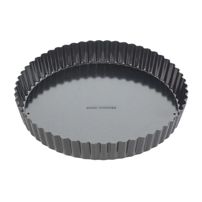 Tala Performance Round Fluted Flan Dish Black 23cm x 3.5cm 10A10683 | Tough and Durable | Metal Utensil Safe | 2-Layer Non Stick | BPA Free | Easy to Clean | Quick Release Loose Base | Fridge and Freezer Safe | Dishwasher Safe | Oven Safe