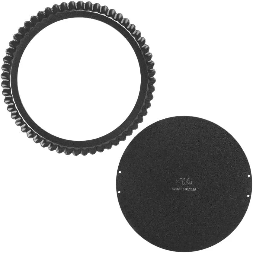 Tala Performance Round Fluted Flan Dish Black 23cm x 3.5cm 10A10683 | Tough and Durable | Metal Utensil Safe | 2-Layer Non Stick | BPA Free | Easy to Clean | Quick Release Loose Base | Fridge and Freezer Safe | Dishwasher Safe | Oven Safe