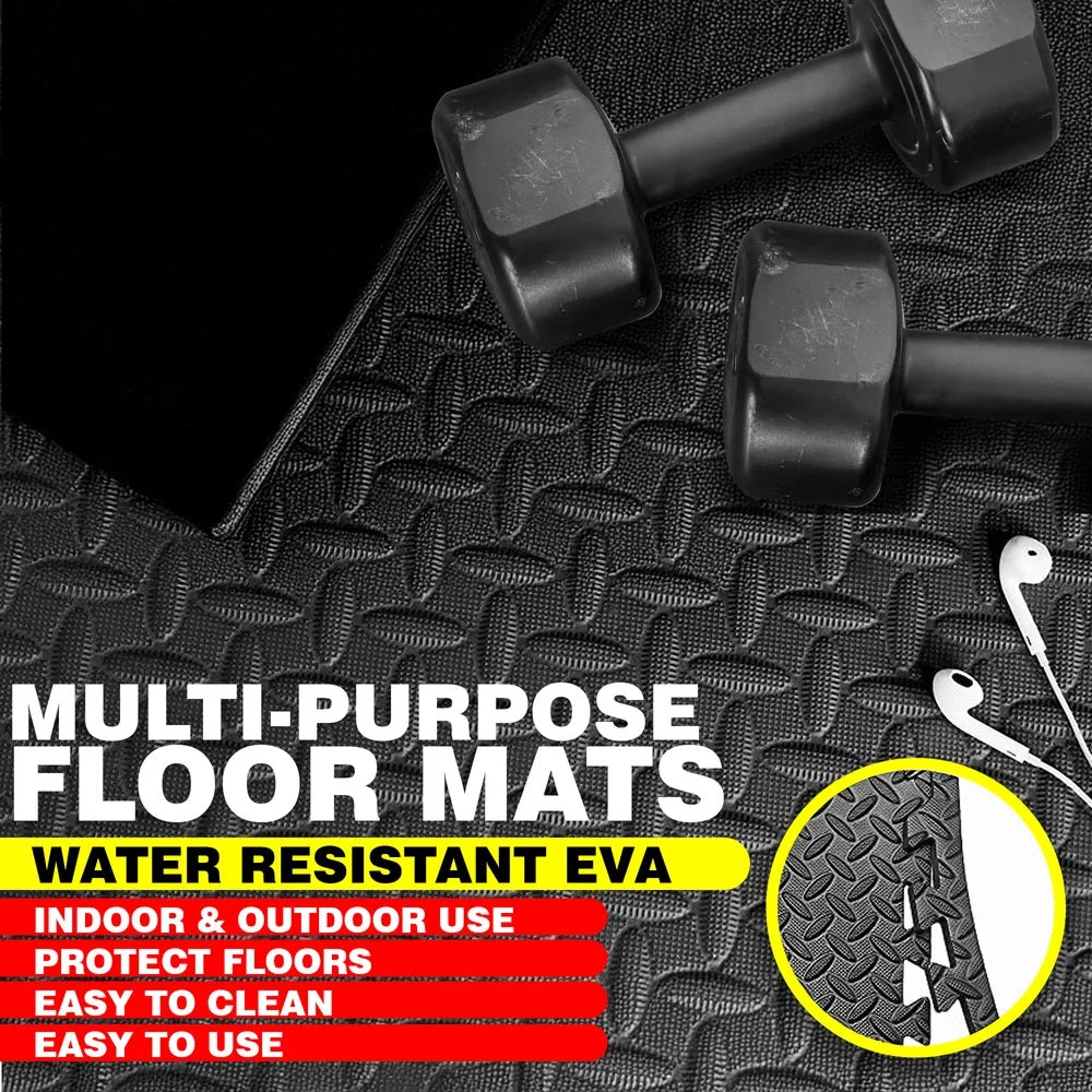Dekton Multipurpose Interlocking EVA Foam Floor Mats Black 600mm x 600mm x 10mm Pack of 6 DT90667 | Waterproof and Skidproof | Protects Floors | Hygienic and Easy to Clean | Indoor and Outdoor Use | Covers An Area of 2.2 Square Metres | Non-Toxic and