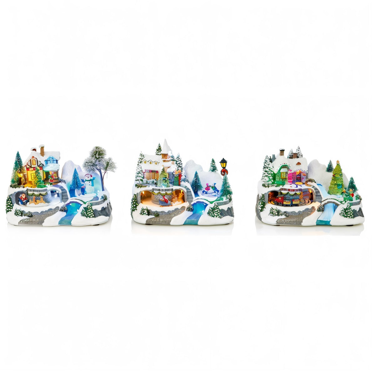 Premier Battery Operated Lit Animated Winter Scene Sled-Sleigh-Train Assorted W20cm LB231833 | Dual Power Source - Batter or Transformer | Indoor Use Only | Multi-Coloured LEDs