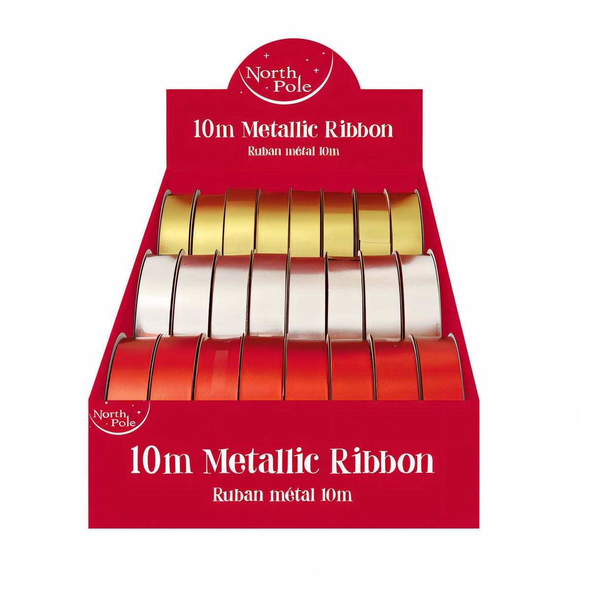 Eurowrap Embossed Metallic Ribbon Assorted Colours L10Mtr x W30mm Pack of 1 X-34367-RC