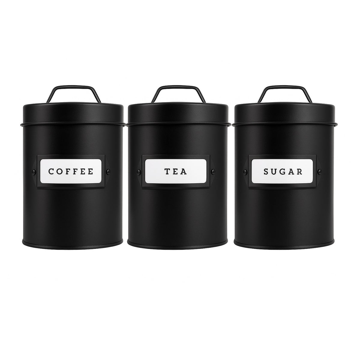 SIL Tea-Coffee-Sugar Storage Tin Black 11cm x 11cm x 15cm KG4082