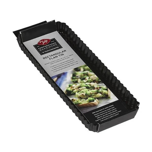 Tala Performance Rectangular Flan Dish Black 35.5cm x 12.5cm x 3cm 10A11278 | Tough and Durable | Metal Utensil Safe | 2-Layer Non Stick | BPA Free | Easy to Clean | Quick Release Loose Base | Fridge and Freezer Safe | Dishwasher Safe | Oven Safe
