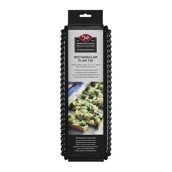 Tala Performance Rectangular Flan Dish Black 35.5cm x 12.5cm x 3cm 10A11278 | Tough and Durable | Metal Utensil Safe | 2-Layer Non Stick | BPA Free | Easy to Clean | Quick Release Loose Base | Fridge and Freezer Safe | Dishwasher Safe | Oven Safe