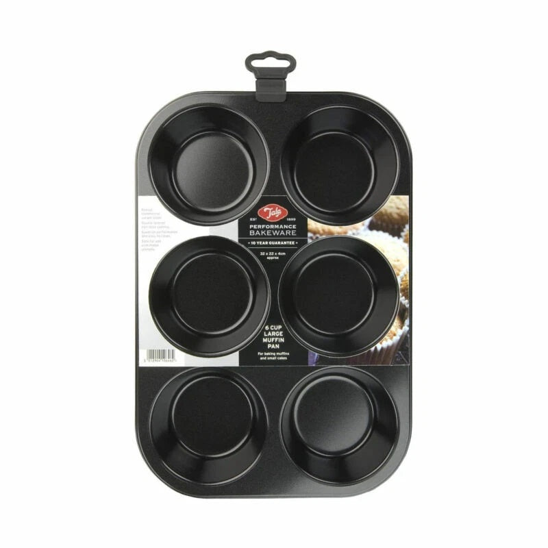 Tala Performance 6 Cup Jumbo Muffin Pan Black 32cm x 22cm x 4cm 10A10646 | Tough and Durable | Metal Utensil Safe | 2-Layer Non Stick | BPA Free | Easy to Clean | Fridge and Freezer Safe | Dishwasher Safe | Oven Safe