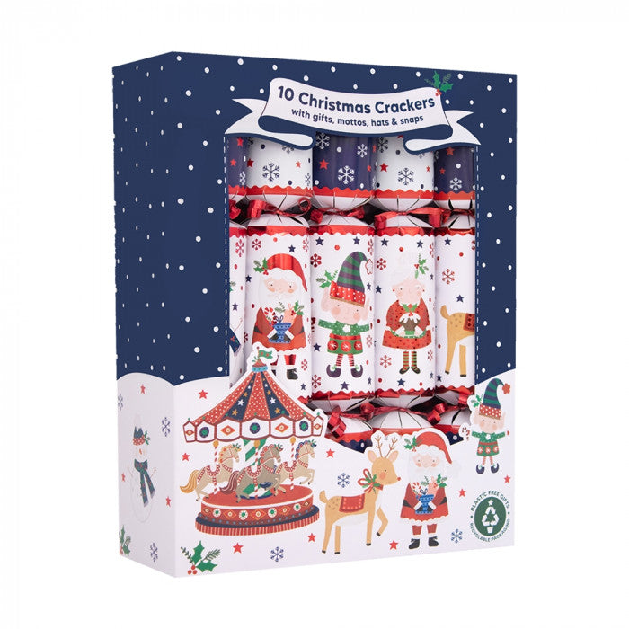 RSW Christmas Santa and Friends Crackers Multicoloured Pack of 10 12-Inch XM7028 | With Hats-Mottos-Gifts and Snaps | Recyclable Packaging | Plastic Free Gifts