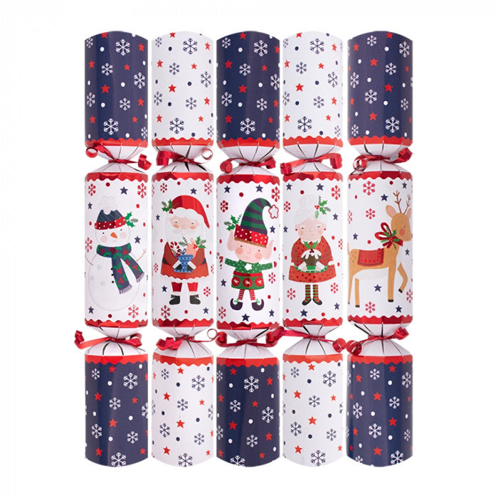 RSW Christmas Santa and Friends Crackers Multicoloured Pack of 10 12-Inch XM7028 | With Hats-Mottos-Gifts and Snaps | Recyclable Packaging | Plastic Free Gifts